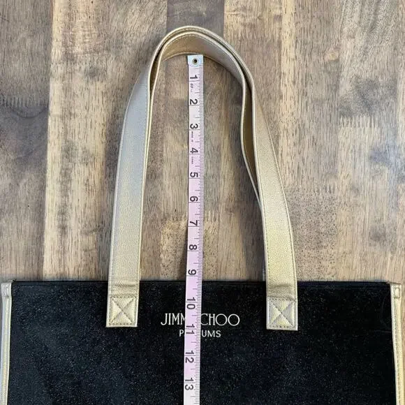 Jimmy Choo Parfums Tote Bag Black Velvet Gold Metallic Sparkle Drop Handle - Picture 8 of 10